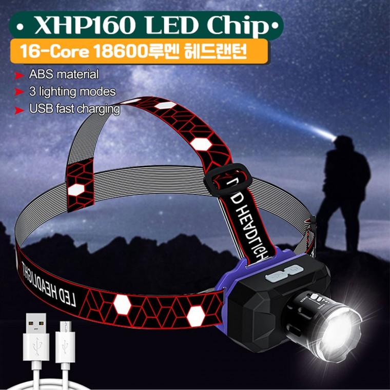 XHP160칩 LED 충전식 줌 야외 캠핑 랜턴 헤드랜턴 18600루멘 XHP705헤드 아X