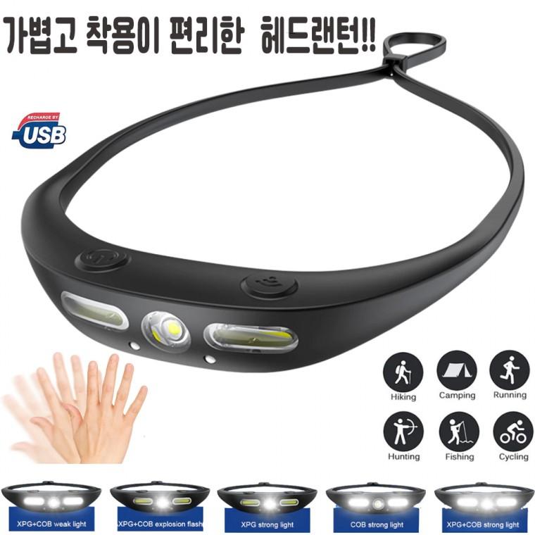 가볍고 착용이펀리한 LED 충전식 야외 등산 낚시 센서 랜턴 헤드랜턴 KXK801 아X