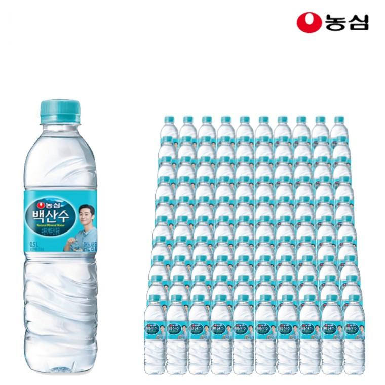 농심 백산수 천지차이 500ml x 100개 생수 유라벨 야외활동 미네랄워터 용천수 백두산 화산암반