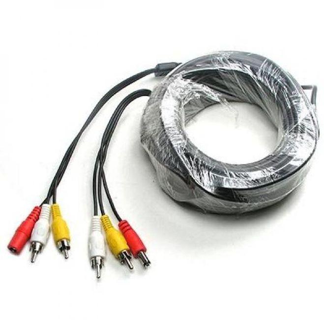 coms CCTV 케이블 20m - 2RCA DC 5.5 전원 검정색