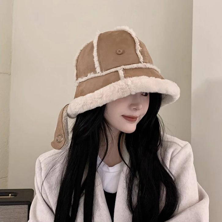 겨울 무스탕 퍼 벙거지 버킷햇 털모자