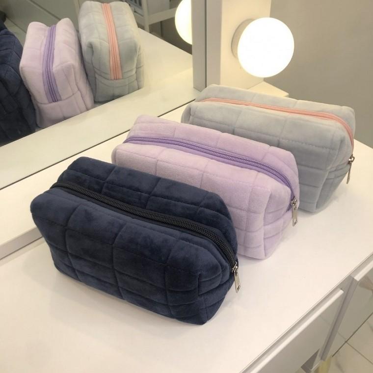 3컬러 대용량 벨벳 파우치 화장품 수납 여행용 가방