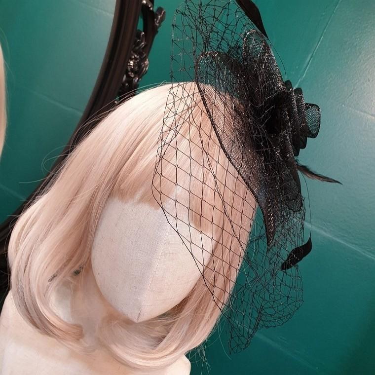 망사 헤어핀 모자 장식 그물삔 파티 행사 소품