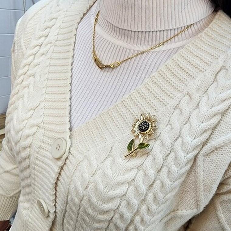 해바라기 브로치 코사지