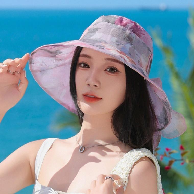 [엠에스] MS24059 수채화 리본 모자/패션모자/여름모자/바캉스모자/버킷햇/여성모자