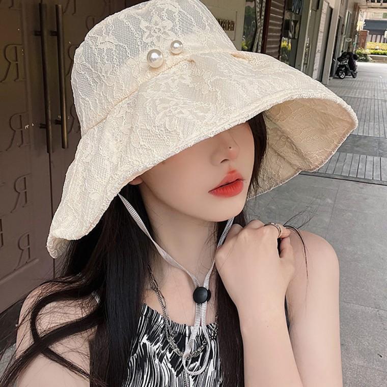 [엠에스] MS24074 진주 레이스 햇/여름모자/바캉스모자/여성모자/접이식모자/지사모자/라피아모자
