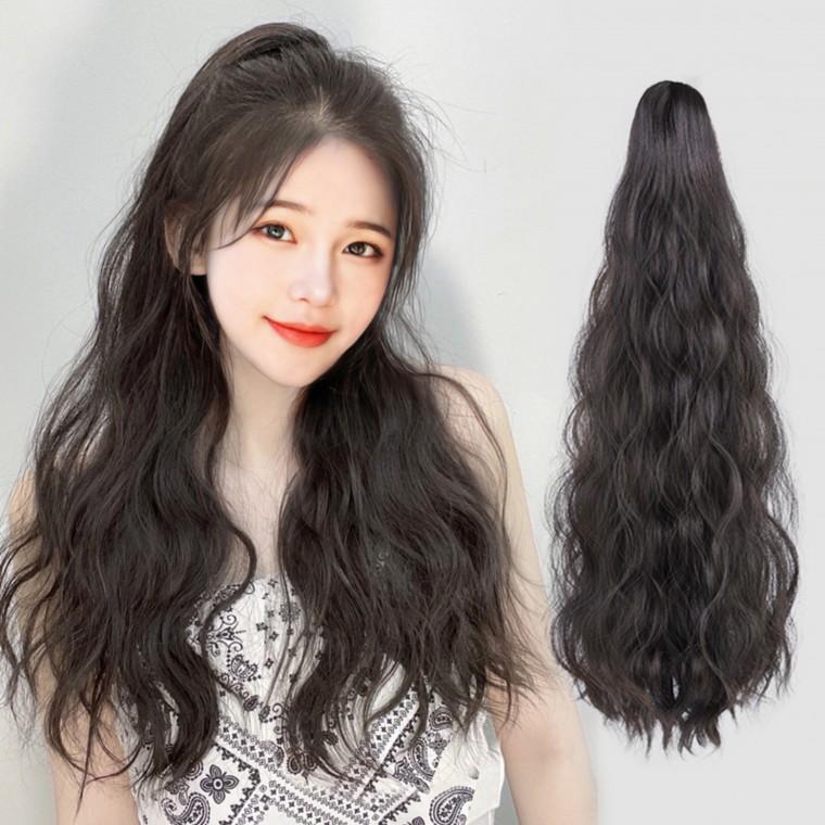 웨이브 묶음 포니테일 집게 롱 부분 가발