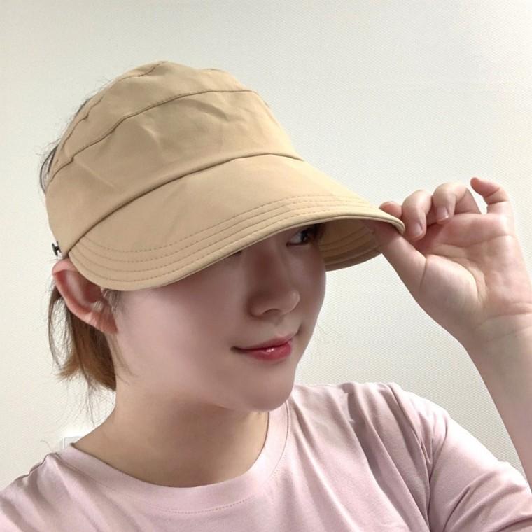 경량 무지 썬캡 베이지 블랙 여성용 사이즈조절