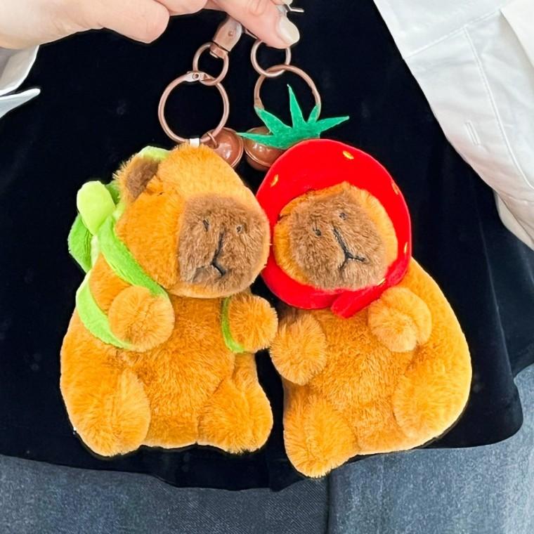 카피바라 키링 인형 [Capybara 가방 열쇠 고리 백팩 귀여운 캐릭터 봉제 애착 백참 동물 핸드폰 인형키링]