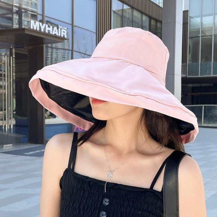 와이드 피셔맨 벙거지 버킷햇 휴양지 바다 야외 자외선 햇빛 차단 모자 핑크