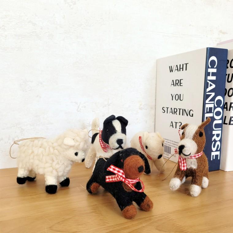 인도산 WOOL 핸드메이드 동물 장식