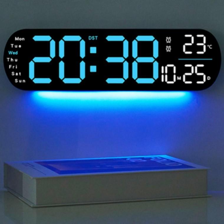 소음 디지털 LED 전자 벽시계 리모컨 조명 시계