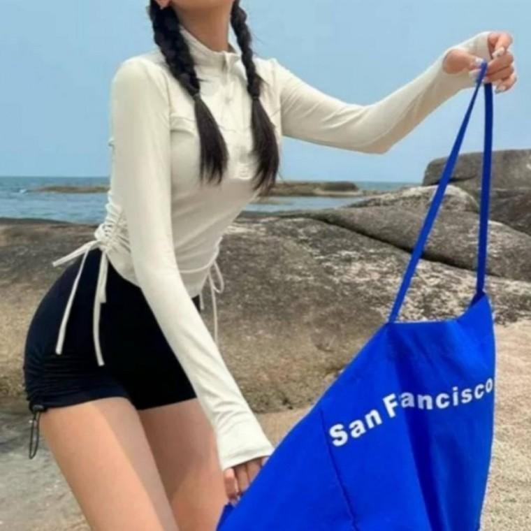 셔링 반바지 래쉬가드 비치웨어 여성 수영복세트 UV차단 군살커버