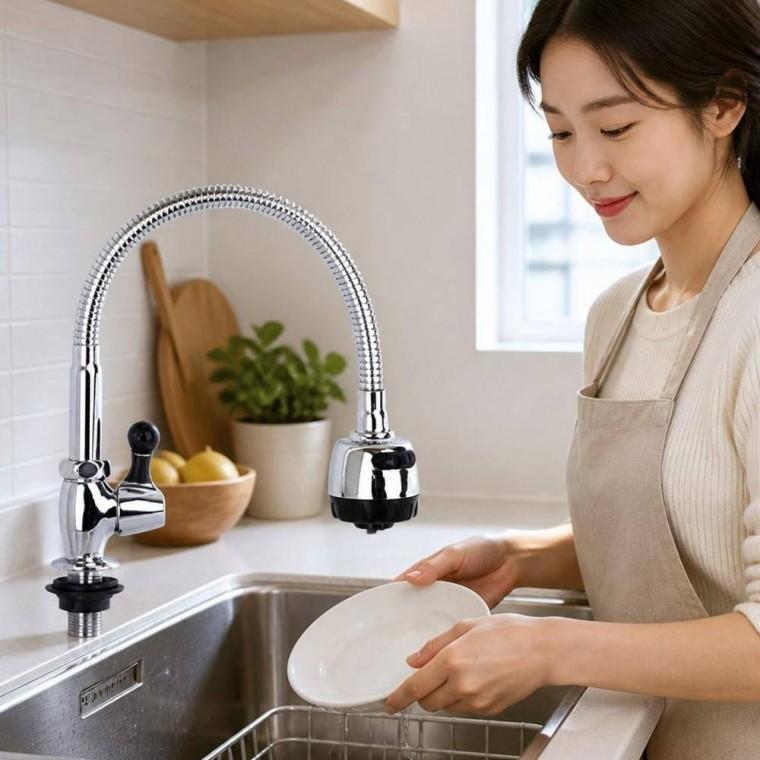 수전 분리 헤드 세로형 자바라 수도꼭지 싱크대 주방 교체