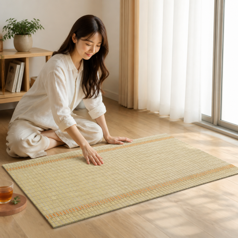 여름 대나무 대자리 175x70cm 마작 매트 바닥 깔개