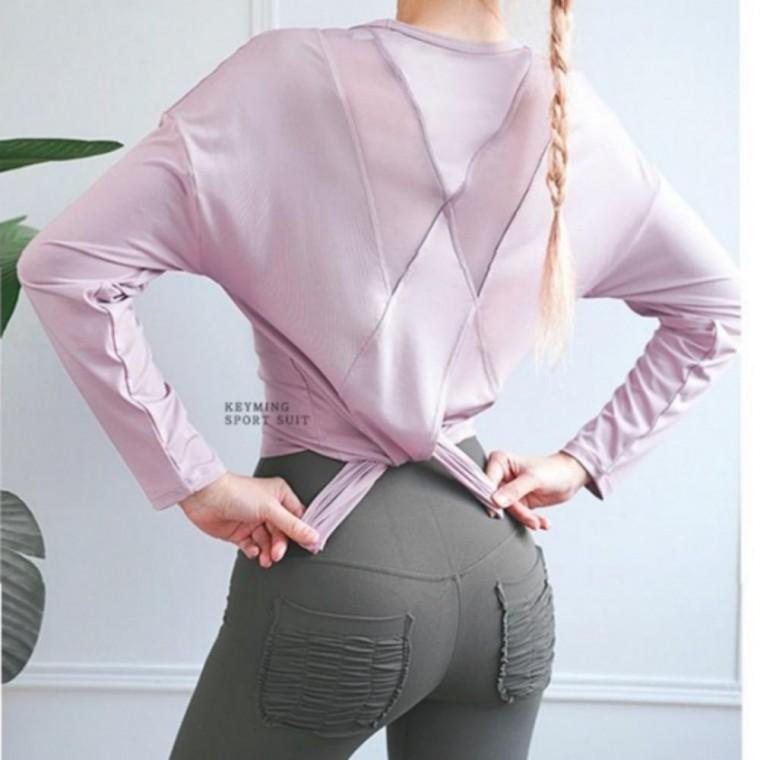 여성 디자인 티셔츠 운동 요가복 긴팔 여성 디자인 요가