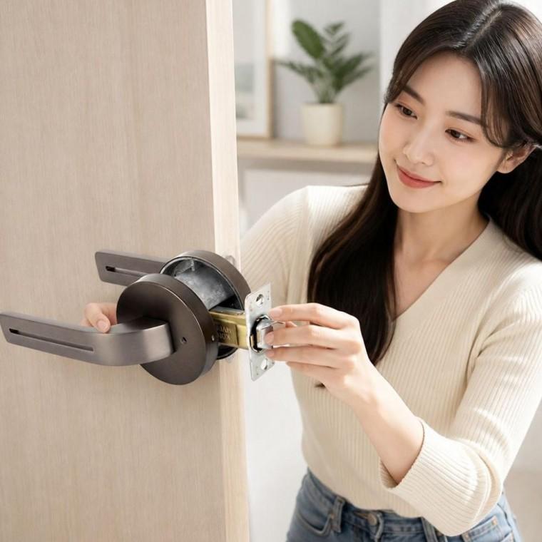 방문 손잡이 도어락 교체용 실내 문고리 레버형 열쇠식
