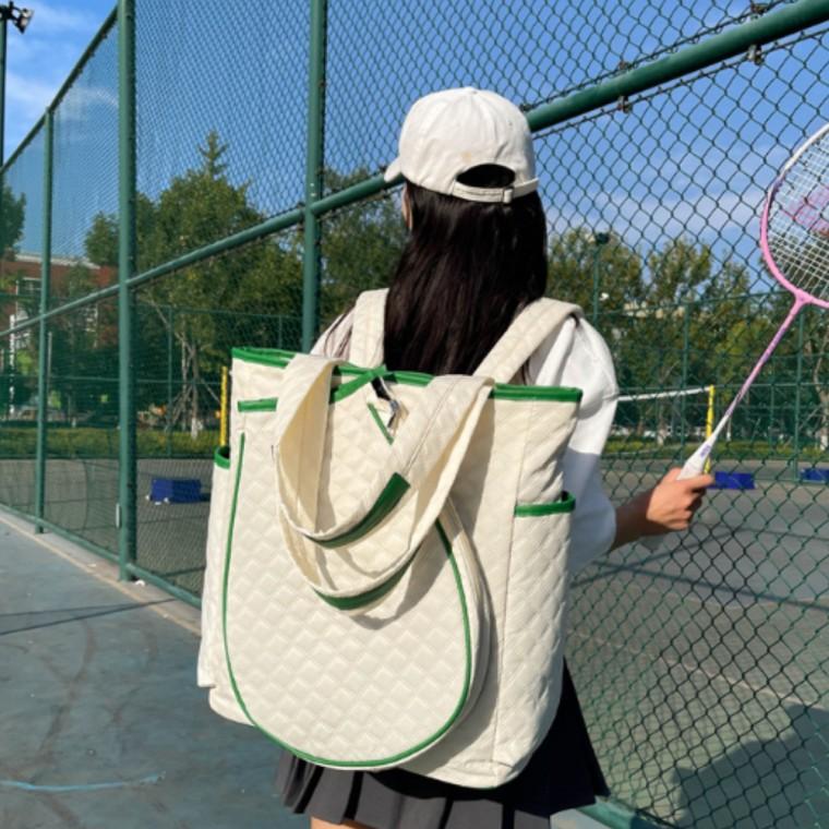 격자 퀼팅 테니스가방 스포츠 백팩 라켓 수납 캐주얼