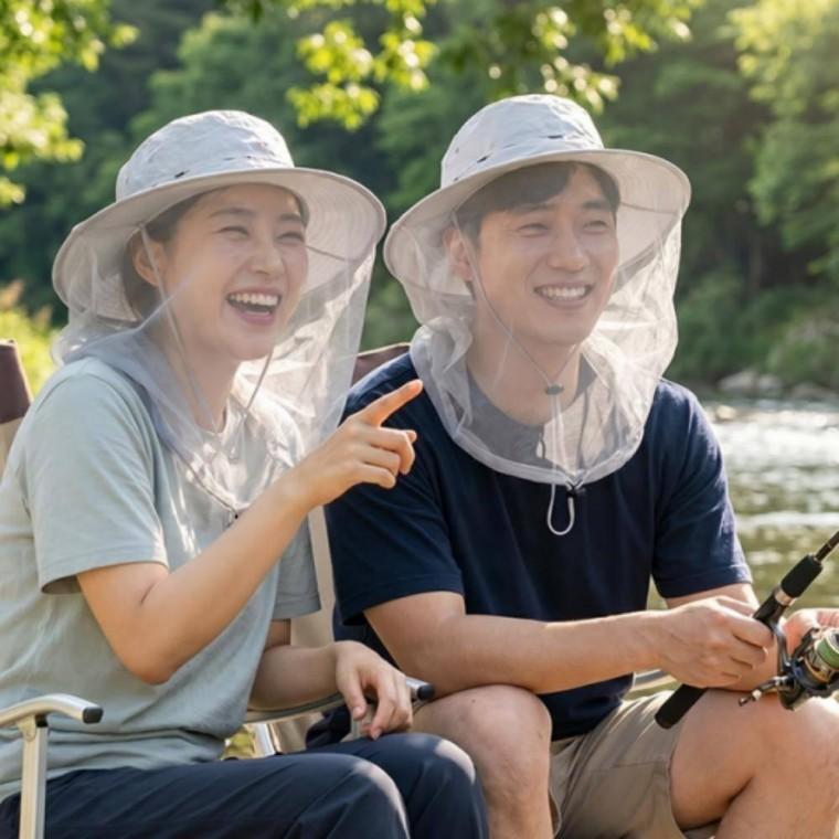 안전모 얼굴 방충망 차단 모자 모기 벌레차단 야외용 보호