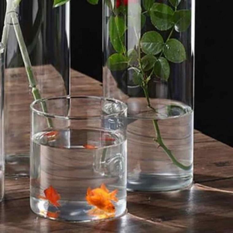 인테리어오브제 원형유리화병 인테리어꽃병 유리화병 원통 15x25