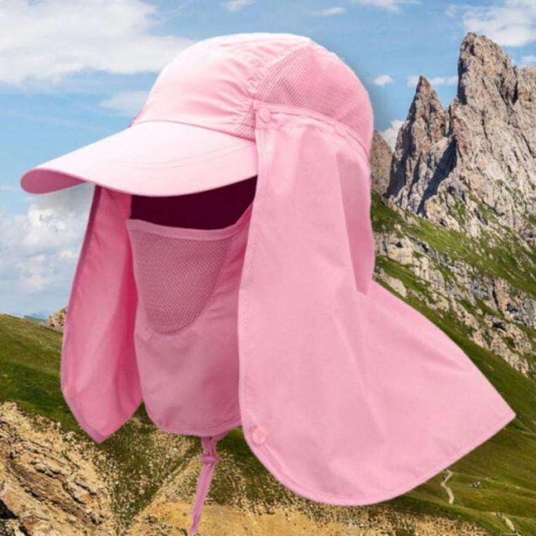 안면마스크겸용 썬캡 핑크 자외선차단모자