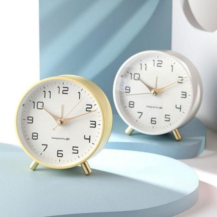 모던 무소음 알람 탁상시계 인테리어 소품 자명종 책상 디지털시계 라운드 스마트 미니