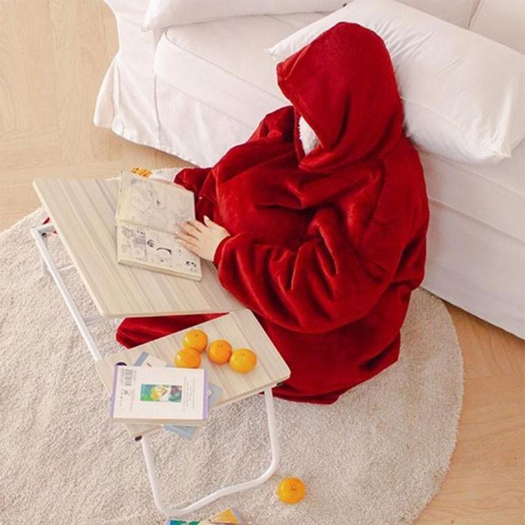 방콕 입는 극세사 블랭킷 이불 차박 집순이 후드 담요