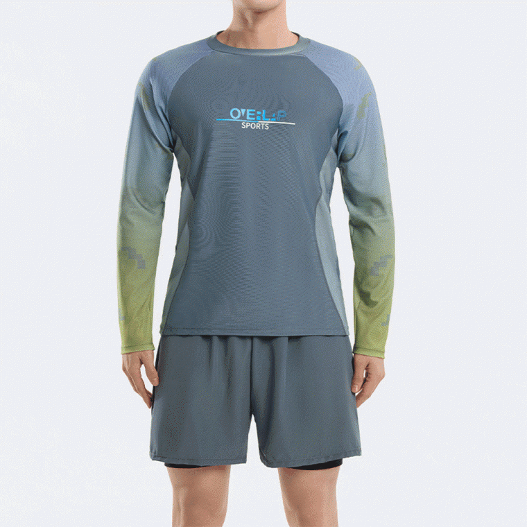 (빅사이즈/맨즈)래글런 그라데이션 래쉬가드세트
