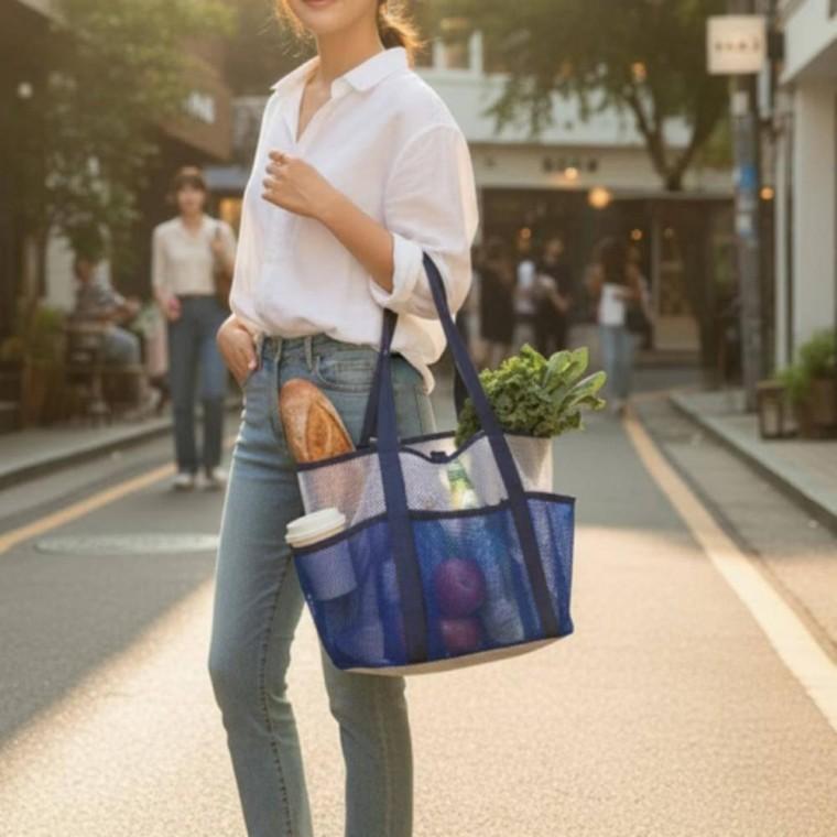 메쉬백 수영가방 물놀이 다용도 토트백 목욕 비치 가방 수납