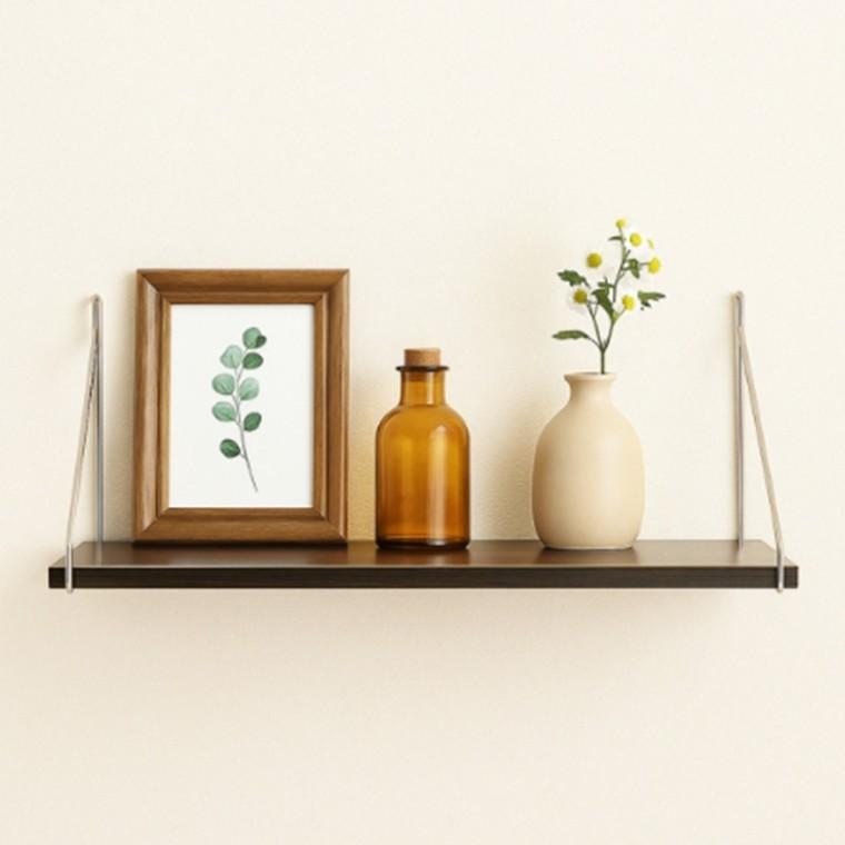 무타공 벽선반 60x19.5cm 월넛 간편설치선반 주방선반