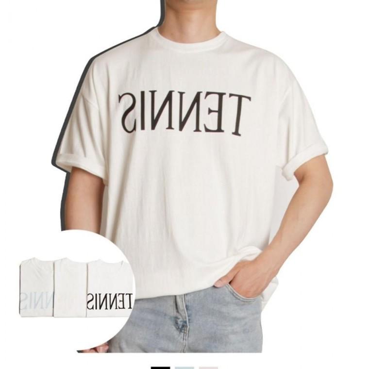 테니스그래픽 오버핏 남성 데일리룩 반소매티셔츠 테니스티셔츠 남성의류