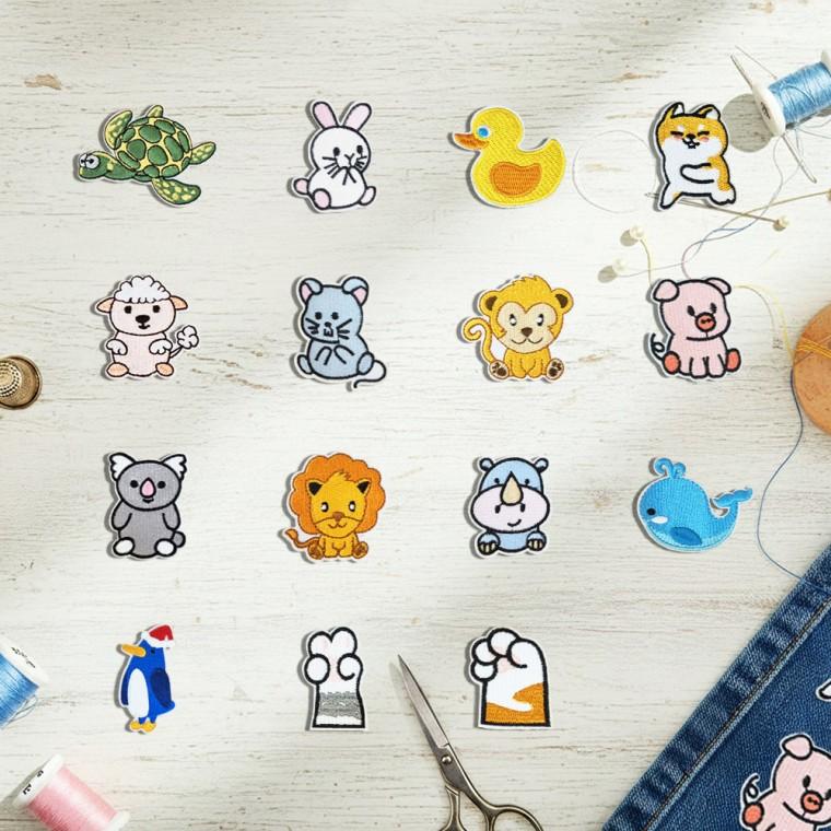패브릭 전용 열부착 디자인 애니멀 동물 와펜 패치 15개 세트