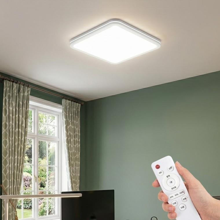 국내제조 LED 솔리드라인 디밍 방등 50W 밝기조절 리모컨 방등 주광색 주백색 사각방등 거실등 플리커프리