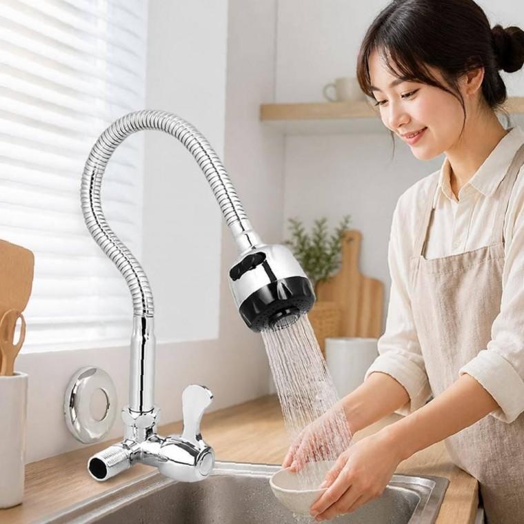 수전 벽면 연결형 싱크 자바라 부속 수도꼭지 교체 주방