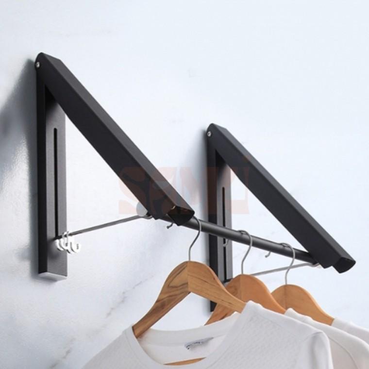 접이식 벽걸이 행거더블 80cm 블랙 철제행거 옷수납행거