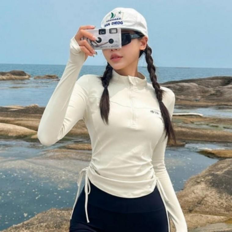 UV차단 셔링 군살커버 래쉬가드 수영복 집업 세트
